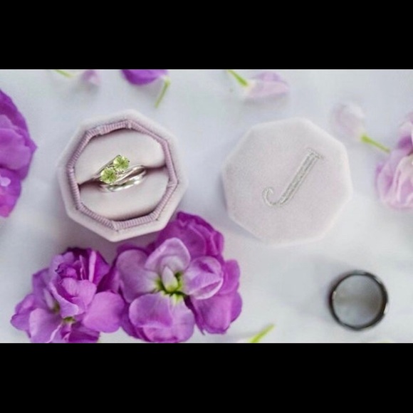 Velvet and Grosgrain Ring Box in pale lavender. Oval, Square,Octagon, Circle - Picture 2 of 6